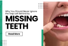 gap left behind by missing teeth