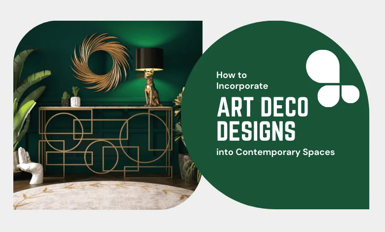 Elegant Art Deco-inspired console table with geometric gold design, paired with a luxurious green wall and modern decor.